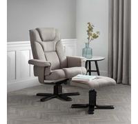 Malmo Grey Fabric Recliner Chair - Swivel - with Footstool