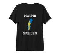 Malmo Sweden Vintage Sweden Flag Map Design Premium T-Shirt