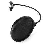 Malone POP-1 16cm Microphone Pop Filter Pop Shield Mask Dual Layered Wind Pop Screen Pop Guard with A 35cm Flexible Gooseneck Clip Stabilizing Arm, Black