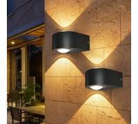 MALORY 2-Packs Outdoor Wall Lights, 8W IP65 Waterproof Up and Down Lights Outdoor Modern Wall Sconce, Aluminium Outside Wall Lights Mains Powered for Front Door, Garage, Small Size