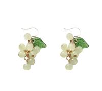 MALOYANVE 3D Fruit Earrings Cute Funny Handmade Resin Grape with Summer Green Leaf Statement Dangle Drop Earrings Jewelry Gifts for Women, Resin, No Gemstone