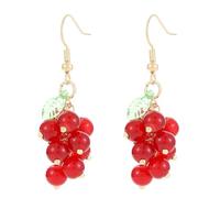 MALOYANVE 3D Fruit Earrings Cute Funny Handmade Resin Grape with Summer Green Leaf Statement Dangle Drop Earrings Jewelry Gifts for Women, Resin, No Gemstone