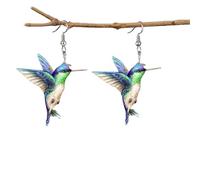 MALOYANVE Acrylic Bird Earrings For Women Novelty Colorful Elegant Long Parrot Hummingbird Dangle Drop Animal Earrings Jewelry No Hole Earrings for Women (BU4, One Size)