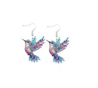 MALOYANVE Acrylic Bird Earrings For Women Novelty Colorful Elegant Long Parrot Hummingbird Dangle Drop Animal Earrings Jewelry No Hole Earrings for Women (BU1, One Size)