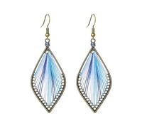 MALOYANVE Boho Leaf Thread Dangle Earrings for Women Handmade Crystal Teardrop Fringe Braided Silk Leaf Shape Drop Earrings Vintage Statement Earring Bohemian Jewelry Gift, M, Silk, No Gemstone