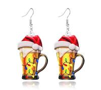 MALOYANVE Christmas Animal Earrings for Women Cute Acrylic Dinosaur Cat Raccoon Yak Alpaca Koala Dangle Stud Earrings Joy Holiday Jewelry, L, Acrylic, No Gemstone