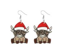 MALOYANVE Christmas Animal Earrings for Women Cute Acrylic Dinosaur Cat Raccoon Yak Alpaca Koala Dangle Stud Earrings Joy Holiday Jewelry, L, Acrylic, No Gemstone