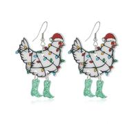 MALOYANVE Christmas Animal Earrings for Women Cute Acrylic Dinosaur Cat Raccoon Yak Alpaca Koala Dangle Stud Earrings Joy Holiday Jewelry, L, Acrylic, No Gemstone