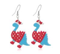 MALOYANVE Christmas Animal Earrings for Women Cute Acrylic Dinosaur Cat Raccoon Yak Alpaca Koala Dangle Stud Earrings Joy Holiday Jewelry, L, Acrylic, No Gemstone