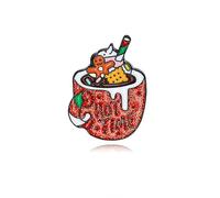 MALOYANVE Christmas brooch pin for Women Christmas Car Hot Cocoa Sock Cat Enamel Pins Colorful and Festive Atmosphere Suitable For Christmas Party Gifts, M, Metal, no gemstone