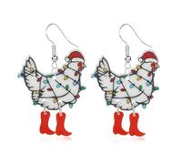 MALOYANVE Christmas Earrings for Women Cute Acrylic Funny Cartoon Christmas Tree Jingle Bell Animals Cat Dog Cow Dangle Drop Holiday Earrings Xmas Party Favors Decor Accessories, L, Acrylic, No