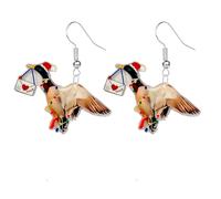 MALOYANVE Christmas Earrings for Women Cute Acrylic Funny Cartoon Christmas Tree Jingle Bell Animals Cat Dog Cow Dangle Drop Holiday Earrings Xmas Party Favors Decor Accessories, L, Acrylic, No