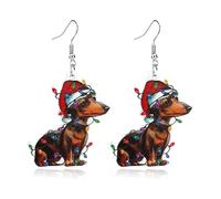 MALOYANVE Christmas Earrings for Women Cute Acrylic Funny Cartoon Christmas Tree Jingle Bell Animals Cat Dog Cow Dangle Drop Holiday Earrings Xmas Party Favors Decor Accessories, L, Acrylic, No
