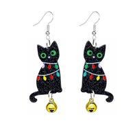 MALOYANVE Christmas Earrings for Women Cute Acrylic Funny Cartoon Christmas Tree Jingle Bell Animals Cat Dog Cow Dangle Drop Holiday Earrings Xmas Party Favors Decor Accessories, L, Acrylic, No