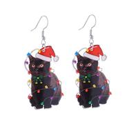 MALOYANVE Christmas Earrings for Women Cute Acrylic Funny Cartoon Christmas Tree Jingle Bell Animals Cat Dog Cow Dangle Drop Holiday Earrings Xmas Party Favors Decor Accessories, L, Acrylic, No