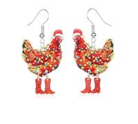 MALOYANVE Christmas Earrings for Women Cute Acrylic Funny Cartoon Christmas Tree Jingle Bell Animals Cat Dog Cow Dangle Drop Holiday Earrings Xmas Party Favors Decor Accessories, L, Acrylic, No