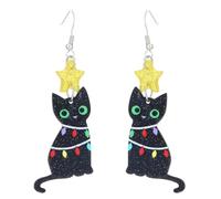MALOYANVE Christmas Earrings for Women Cute Acrylic Funny Cartoon Christmas Tree Jingle Bell Animals Cat Dog Cow Dangle Drop Holiday Earrings Xmas Party Favors Decor Accessories, L, Acrylic, No