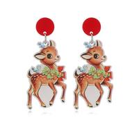 MALOYANVE Christmas Earrings for Women Cute Handmade Acrylic Lightweight Colorful Christmas Gingerbread Man Candy Cane Tree Cake Jingle Bell Santa Claus Reindeer Dangle Drop Holiday Earrings Xmas