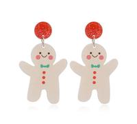 MALOYANVE Christmas Earrings for Women Cute Handmade Acrylic Lightweight Colorful Christmas Gingerbread Man Candy Cane Tree Cake Jingle Bell Santa Claus Reindeer Dangle Drop Holiday Earrings Xmas