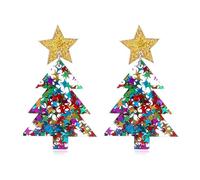 MALOYANVE Christmas Earrings for Women Cute Handmade Acrylic Lightweight Colorful Christmas Gingerbread Man Candy Cane Tree Cake Jingle Bell Santa Claus Reindeer Dangle Drop Holiday Earrings Xmas