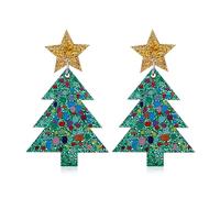 MALOYANVE Christmas Earrings for Women Cute Handmade Acrylic Lightweight Colorful Christmas Gingerbread Man Candy Cane Tree Cake Jingle Bell Santa Claus Reindeer Dangle Drop Holiday Earrings Xmas