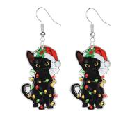 MALOYANVE Christmas Earrings for Women Cute Handmade Acrylic Lightweight Colorful Christmas Gingerbread Man Candy Cane Tree Cake Jingle Bell Santa Claus Reindeer Dangle Drop Holiday Earrings Xmas