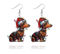 MALOYANVE Christmas Earrings for Women Cute Handmade Acrylic Lightweight Colorful Christmas Gingerbread Man Candy Cane Tree Cake Jingle Bell Santa Claus Reindeer Dangle Drop Holiday Earrings Xmas