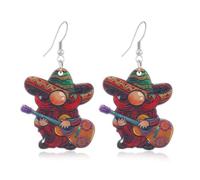 MALOYANVE Cinco De Mayo Earrings Funny Acrylic Handmade Colorful Double-sided Printing Mexico Fiesta Dwarf Shape Lightweight Dangle Earrings Fashion Jewelry Gifts for Women, Acrylic, No Gemstone