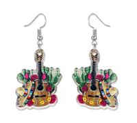 MALOYANVE Cinco De Mayo Earrings Funny Acrylic Handmade Colorful Double-sided Printing Mexico Fiesta Dwarf Shape Lightweight Dangle Earrings Fashion Jewelry Gifts for Women, Acrylic, No Gemstone