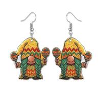 MALOYANVE Cinco De Mayo Earrings Funny Acrylic Handmade Colorful Double-sided Printing Mexico Fiesta Dwarf Shape Lightweight Dangle Earrings Fashion Jewelry Gifts for Women, Acrylic, No Gemstone