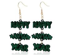 MALOYANVE Colorful Happy New Year Earrings Handmade Acrylic Glitter Star Love Heart Firework Clock Shining Pendant Dangle Earrings for Women Festive Party Lucky Jewelry Gifts, M, Acrylic Zinc, No