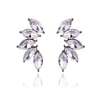 MALOYANVE Crystal Angel Wings Earrings Elegant Sparkling Statement Bohemian Handmade Vintage Teardrop Five Crystals Stud Earrings Wedding Jewelry Gifts for Women, M, Crystal, crystal