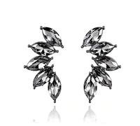 MALOYANVE Crystal Angel Wings Earrings Elegant Sparkling Statement Bohemian Handmade Vintage Teardrop Five Crystals Stud Earrings Wedding Jewelry Gifts for Women, M, Crystal, crystal