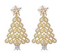 MALOYANVE Crystal Christmas Earrings Elegant Handmade Sparkly Maple Leaf Red Green Tree Reindeer Star Glitter Stud Earrings Festival Holiday Jewelry for Women Ladies, L, Zinc, crystal