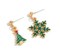 MALOYANVE Crystal Christmas Earrings Elegant Handmade Sparkly Maple Leaf Red Green Tree Reindeer Star Glitter Stud Earrings Festival Holiday Jewelry for Women Ladies, L, Zinc, crystal