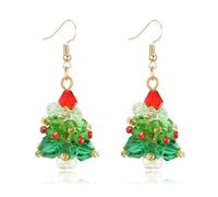 MALOYANVE Crystal Christmas Earrings Elegant Handmade Sparkly Maple Leaf Red Green Tree Reindeer Star Glitter Stud Earrings Festival Holiday Jewelry for Women Ladies, L, Zinc, crystal