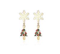 MALOYANVE Crystal Christmas Earrings Elegant Handmade Sparkly Maple Leaf Red Green Tree Reindeer Star Glitter Stud Earrings Festival Holiday Jewelry for Women Ladies, L, Zinc, crystal