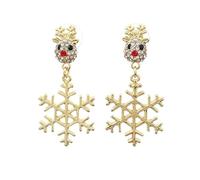 MALOYANVE Crystal Christmas Earrings Elegant Handmade Sparkly Maple Leaf Red Green Tree Reindeer Star Glitter Stud Earrings Festival Holiday Jewelry for Women Ladies, L, Zinc, crystal
