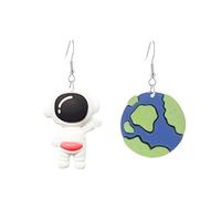 MALOYANVE Earth Day Earrings Personalized Funny Irregular Cartoon Earth Astronaut Animals Handmade Lightweight Statement Resin Dabgle Earrings Party Jewelry Gifts for Women, Resin, No Gemstone