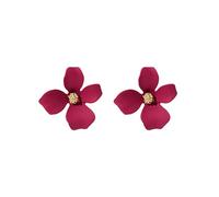 MALOYANVE Flower Earrings for Women Resin Simple Natural Four Petals with Gold Bud Lightweight Statement Stud Earrings Party Birthday Jewelry Gifts, Zinc, No Gemstone