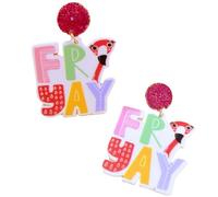 MALOYANVE Fri Yay Letters Earrings Funny Cute Acrylic Flamingo Lipstick Rainbow French Fries Lightweight Dangling Earrings for Women Jewelry Teacher Appreciation Gifts, M, Acrylic, No Gemstone