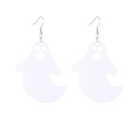 MALOYANVE Ghost Earrings Funny Acrylic Spooky Ghostface Black and White Lightweight Dangle Earrings Halloween Cosplay Jewelry Gifts for Women, Acrylic, No Gemstone