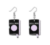 MALOYANVE Halloween Magic Theme Earrings Acrylic Creepy Spooky Cartoon Purple Black Hat Hand Skeleton Lightweight Dangle Earrings Party Jewelry for Women, Acrylic, No Gemstone