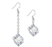 MALOYANVE Ice Cubes Earrings for Women Creative Acrylic 3D Irregular Transparent Geometric Dangle Drop Earrings Fun Exaggerated Clear Ice Earrings Summer Earrings Jewelry Gift, Acrylic, No Gemstone