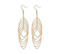 MALOYANVE Layered Metal Wire Earrings Boho Retro Simple Metallic Multi Open Hoop Hook Teardrop Linear Statement Dangle Earrings for Women, Zinc, No Gemstone