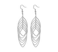 MALOYANVE Layered Metal Wire Earrings Boho Retro Simple Metallic Multi Open Hoop Hook Teardrop Linear Statement Dangle Earrings for Women, Zinc, No Gemstone