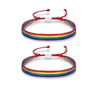 MALOYANVE LGBT Pride Rainbow Bracelets for Trans Bisexual Gay Lesbian Couples Handmade Woven Braided LGBTQ Adjustable Bracelet Pride Month Friendship Bracelet Gifts for Men Women, Adjustable, Fabric