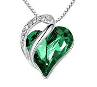 MALOYANVE Love Heart Necklace Elegant Colorful Gold Silver Black Rhinestone Crystal Angle Wing Heart Lucky Infinity Love Pendant Necklace Anniversary Valentines Day Jewelry Gifts for Women