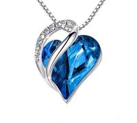 MALOYANVE Love Heart Necklace Elegant Colorful Gold Silver Black Rhinestone Crystal Angle Wing Heart Lucky Infinity Love Pendant Necklace Anniversary Valentines Day Jewelry Gifts for Women, Medium