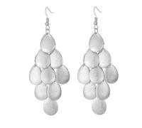 MALOYANVE Multi Layer Disc Earrings for Women Girls Fashion Long Gold Plated Silver Brushed Textured Multiple Round Circles Dangle Geometric Tassel Earrings Boho Jewelry